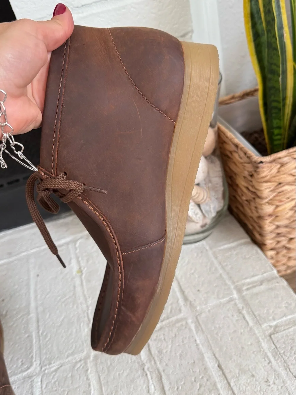 Clarks Wallaston Boot Brown Leather Men’s Size 13 EU 47 Moc Toe Chukka Boots